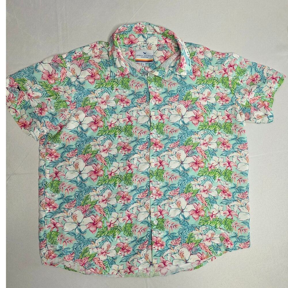 Simply Southern Men's Tropical Button Down Shirt Size L